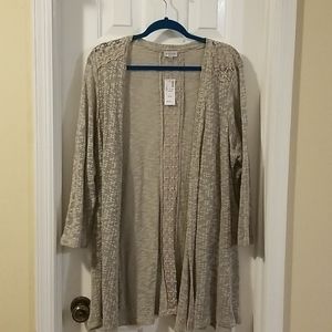 NWT Lightweight beige sweater with lace details